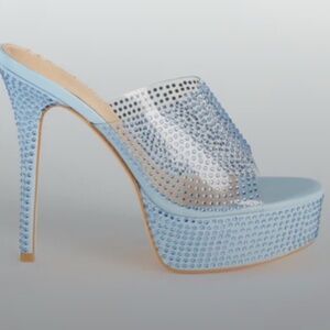 Baby Blue Bling Platform Mule Size 8